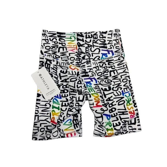 NWT Athleta Elation Train Biker Shorts Pride Limited Edition-sz Small - Picture 3 of 7